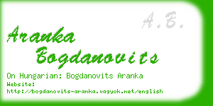 aranka bogdanovits business card